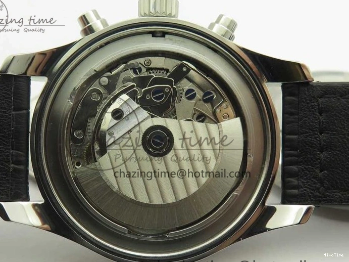 MIROTIME 0213 Pilot Chrono 377725 SS ZF 1:1 Best Edition White Dial on Black Leather Strap A Soft 7183